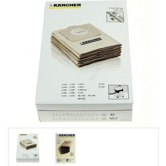SACS ASPIRATEUR X5 POUR ASPIRATEUR KARCHER BVMPIECES