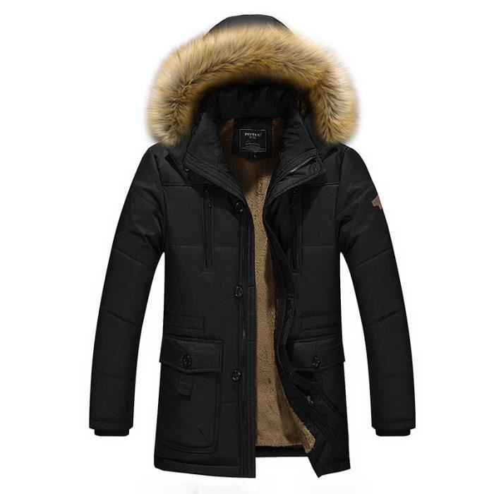 Parka Hiver Marque Homme Luxe Slim Manteau en Fourrure L5Rj4A