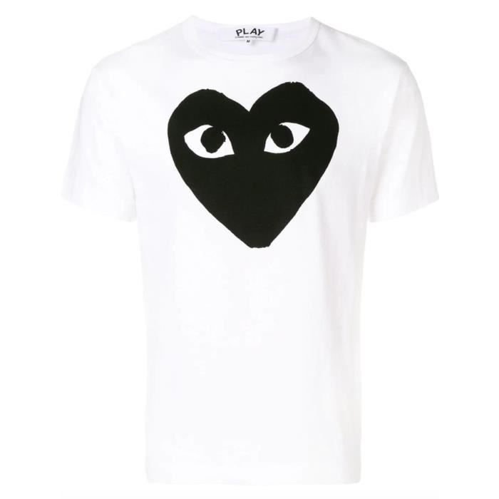Comme Des Garcons Play Homme P1t0701 Blanc Coton T Shirt Blanc