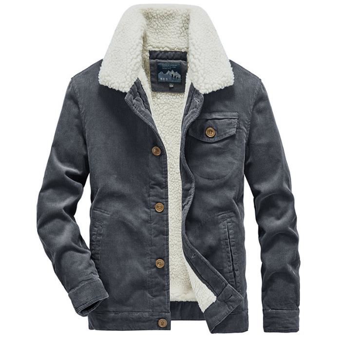 Veste En Velours Côtelé Vintage Homme - Blazer Hiver Élégant Revers Avec Poche Poitrine