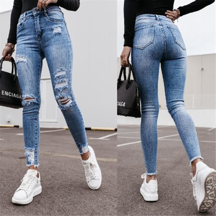 Jeans Déchirés Pour Femmes Pantalons Déchirés Pour Femmes Pantalons Crayon Stretch Leggings