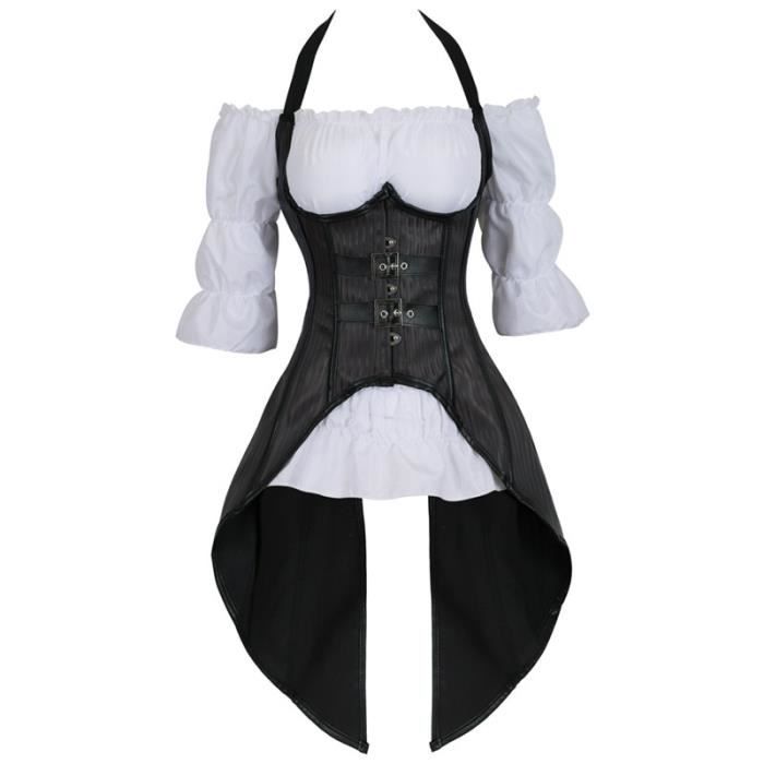 Bustier femme,Corset bustiers longues bretelles haut gilet corsets pirate lingerie irrégulière