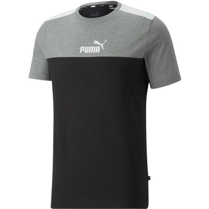 T-shirt PUMA Ess Block Noir-Gris - Homme/Adulte