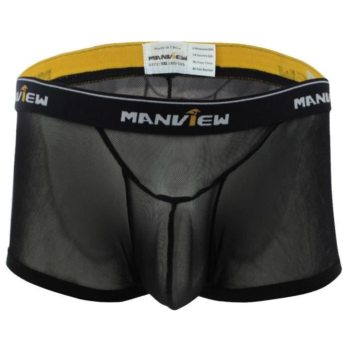 Boxer shorty Boxer Sexy en Maille pour Homme Slip Moulant Ultra Mince Transparent Sous Vetement Masculin Zone Me Black F1080 Blanc Cdiscount Pret a Porter