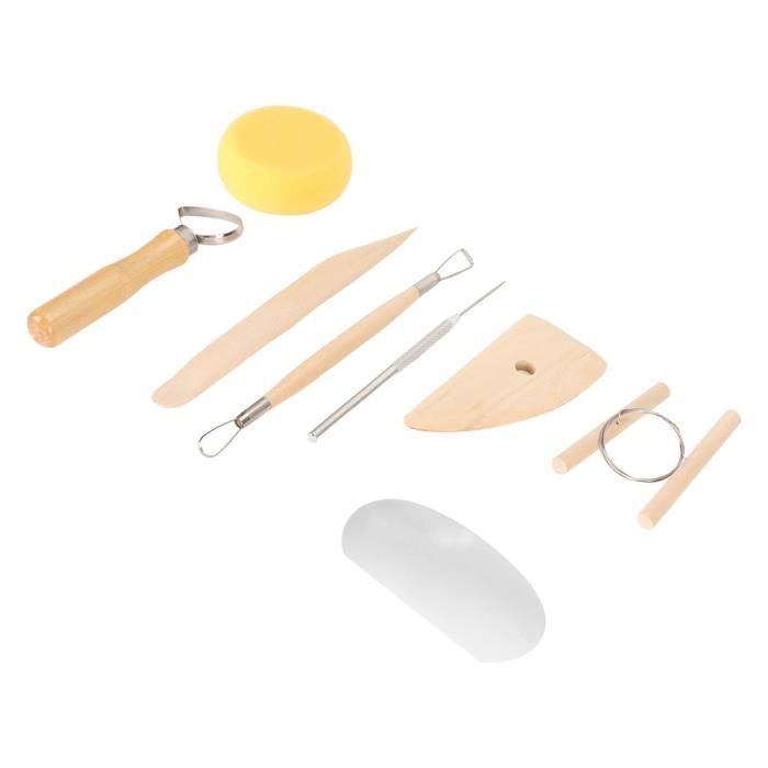 SSKHE - Set De 9 Outils Pour Pâte à Modeler - Rouleaux, Tampons, Couteaux, Extrudeur - Plastique ABS Sûr - Créativité Dès 3 Ans