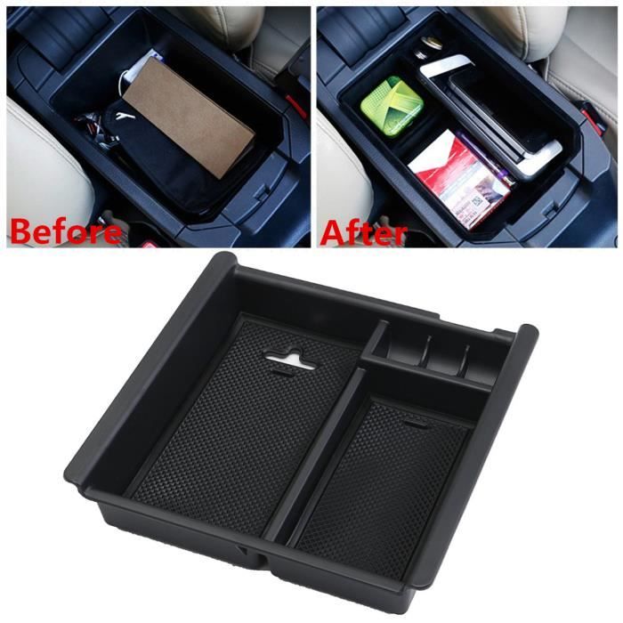 Accoudoir Central Universel Pour Toyota - Rangement + Porte-gobelets, Cuir Carbone