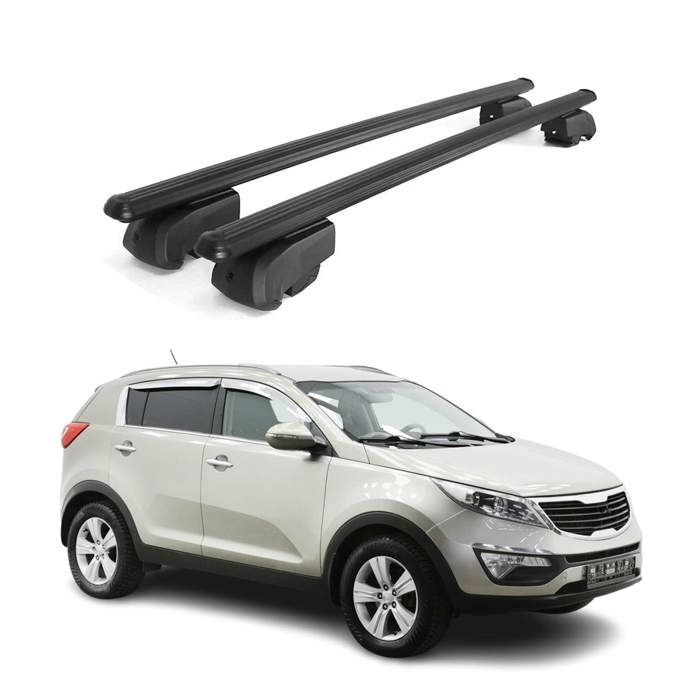 Barres de toit Transversales pour Kia Sportage 2010-2015 Aluminium Noir ...