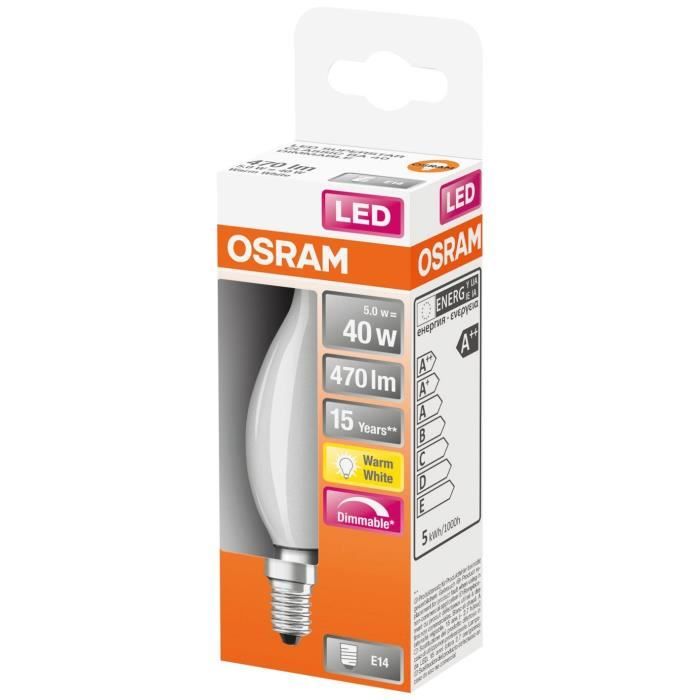 OSRAM - LED flamme coup de vent verre dép variable 45W E14
