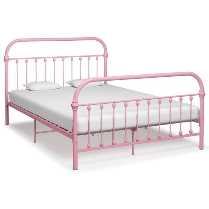 CHIC MEUBLE• Metall Lit - Cadre de lit Rose Métal 140x200 cm{3761}