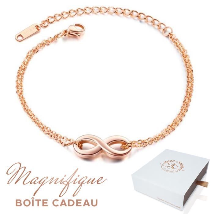 bracelet doré bracelet femme Bracelet femme gourmette en acier inoxydable doré idée cadeau porte bonheur Bracelet infini 