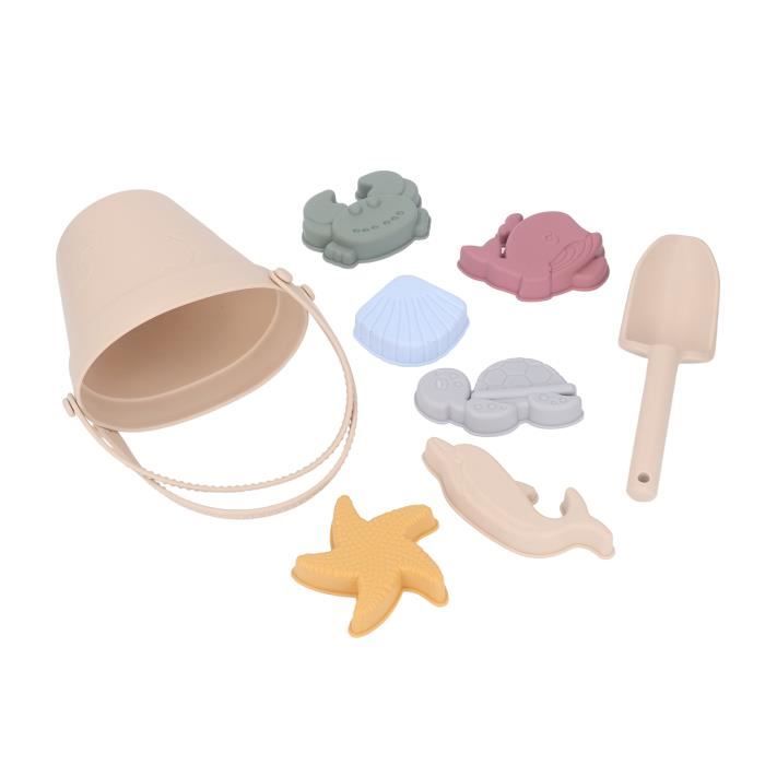 Set De Jouets De Plage SWAWIS - 6 Pièces En Silicone Souple - Seau, Pelle, Moules