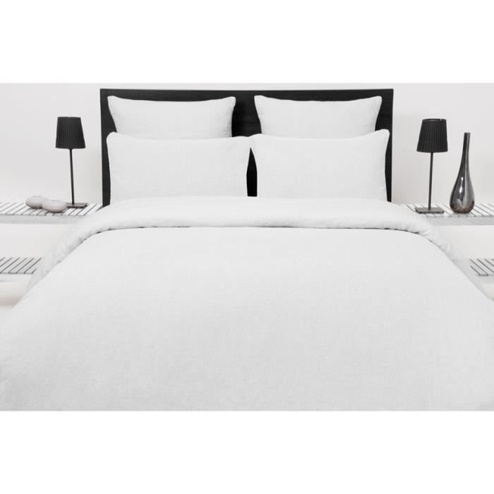 Lot De 2 Taies D Oreiller Lin Lave Chambrai 60 Fils Salome Prestige 50x70 Blanc Cdiscount Maison