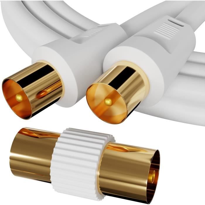 Adaptateur Antenne TV F Mâle Vers TV Mâle/femelle - TUOLNK 2 Pièces