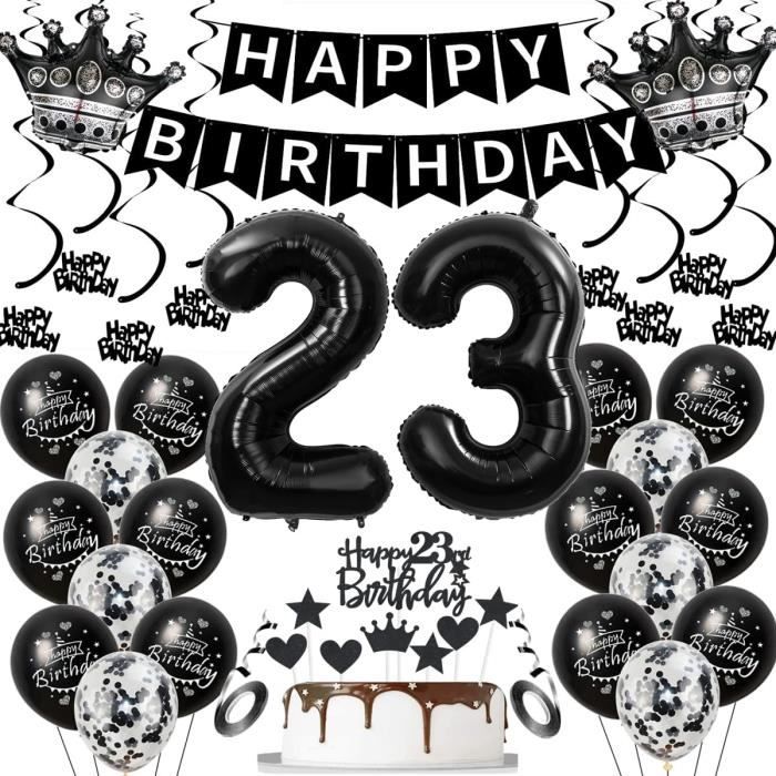 Kit de décoration d'anniversaire pour enfants de 3 ans, garçons et filles, ballons 3D et ballons numérotés, décoration de gâteau d'anniversaire à thème