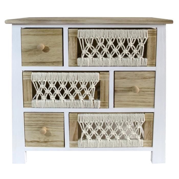 Commode - SIGNES GRIMALT - 6 tiroirs en bois - Marron - Meuble de salon - Montage facile Commode - SIGNES GRIMALT - 6 tiroirs en bois - Marron - Meuble de salon - Montage facile