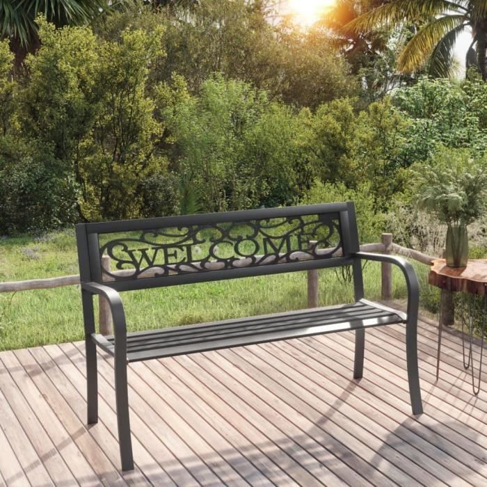 VidaXL Banc De Jardin Pour Enfants En Acier - Meuble Extérieur Patio 86 Cm Avec Motifs Animaux Et Plantes