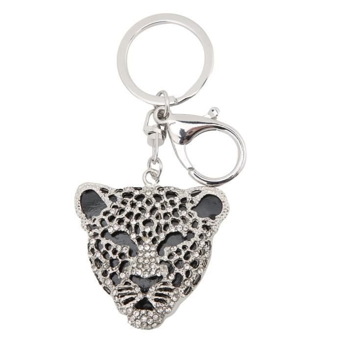 Porte-clés Cœur Imprimé Léopard Avec Pompon Rose - Accessoire Mignon Pour Clés De Voiture Et Sacs à Main
