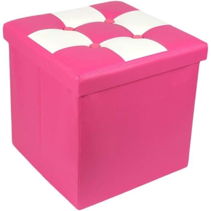 Pouf Vintage 1980 Avec Coffre – Design Rubik's Cube, Repose-pieds Multicolore