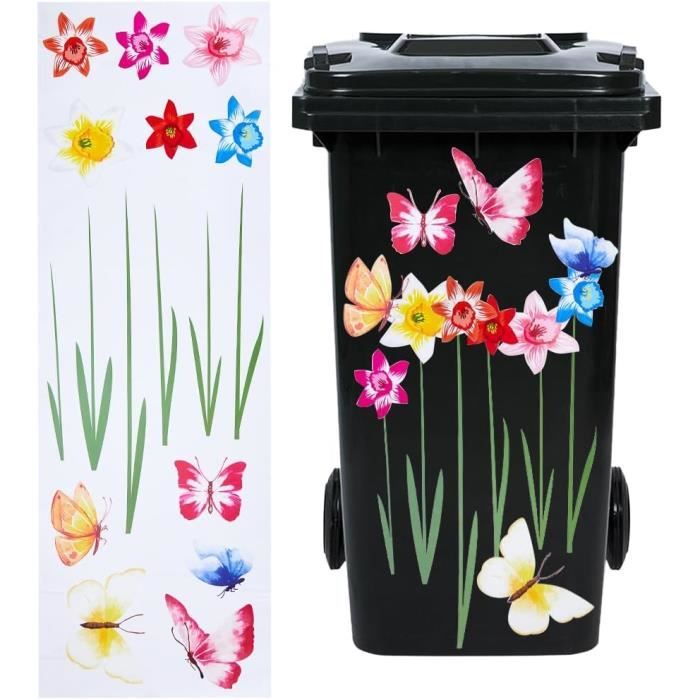 ANATTASOUL Lot De 2 Autocollants Imperméables Pour Poubelles à Roulettes, Dinosaures, Forêts, 37,8 X 81,8 Cm, Décoration