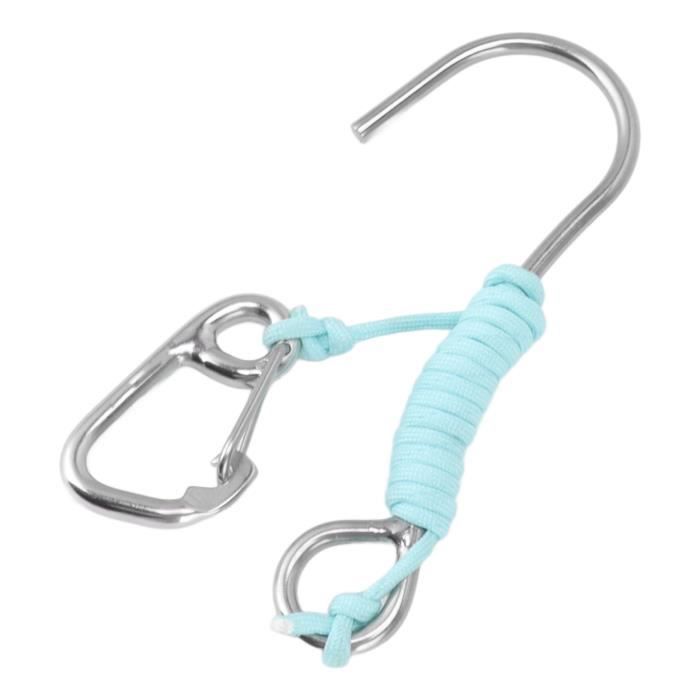 Crochet De Plongée Anti-Perdu Avec Ressort - Crochet Double Récif Acier Inoxydable 316 Et Lanière Spirale Noire