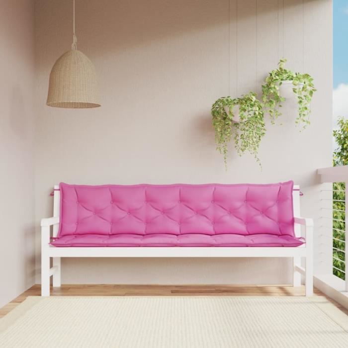vidaXL Coussins de banc de jardin lot de 2 200x50x7 cm tissu 361752