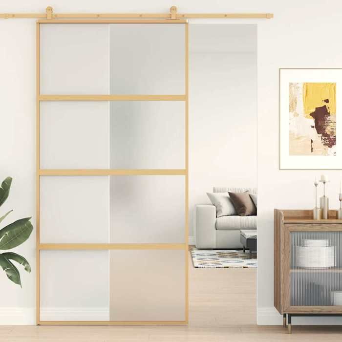 vidaXL Porte coulissante 102 5x205 cm Doré - vue 6