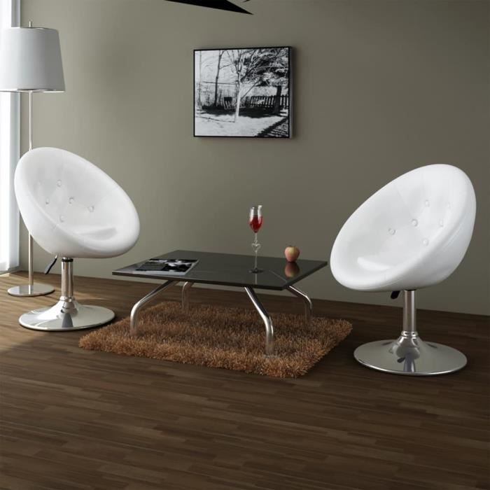 chaises de bar - vidaxl - blanc similicuir - pieds chromés - réglables en hauteur