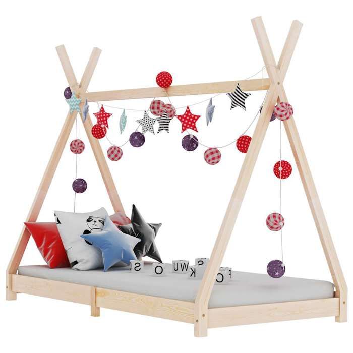 lit évolutif lit tipi 70 x 140 cm naturel avec jeté lit VitaliSpa Tipi Lit enfant 