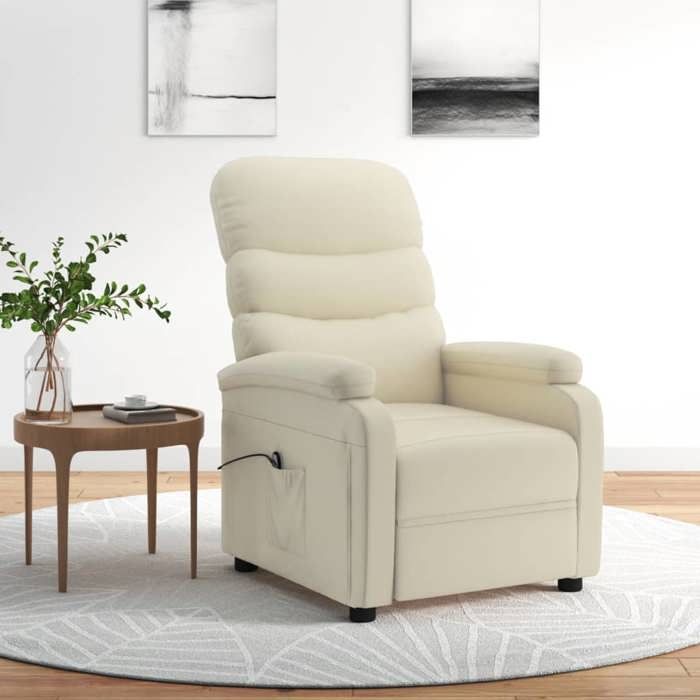 Fauteuil Inclinable électrique Pour Personnes âgées – Tissu Crème, Fonction Releveur, Charge 110 Kg
