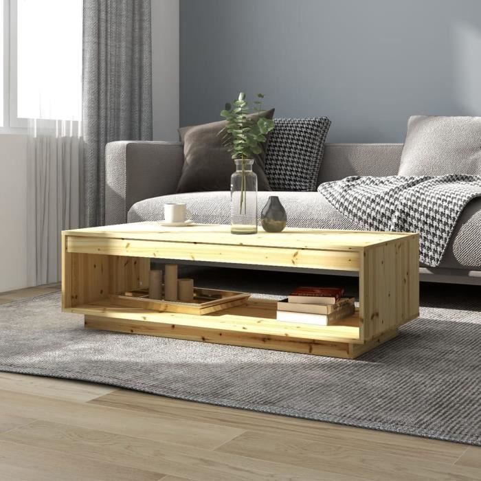 Table Basse En Acacia Massif 100 X 60 X 45 Cm - Style Industriel, Pieds Acier, Finition Brossée - Pour Salon