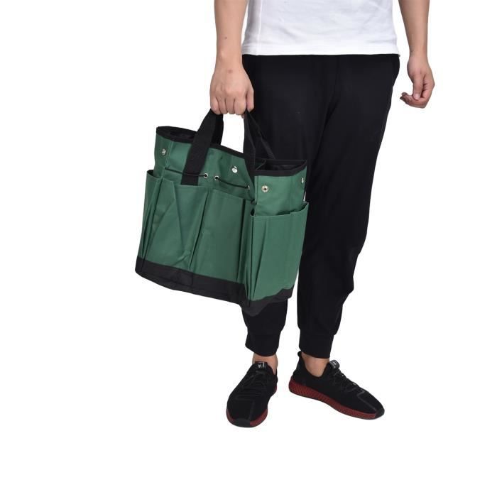 Sac Fourre-tout De Jardinage Housolution - Organisateur D'Outils Avec Poches - Polyester 600D Résistant - Vert - 30x23x19 Cm - 3