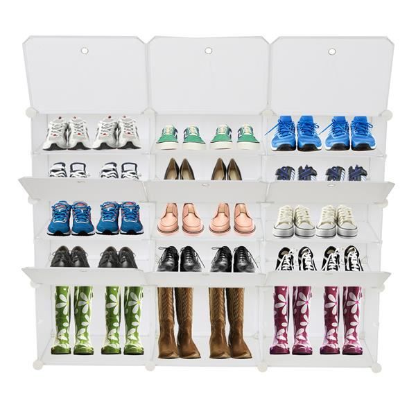 5 niveaux, 30 paires, 15 grilles étagère à chaussures portable à meuble de rangement extensible pour talons, bottes,pantoufles, noir