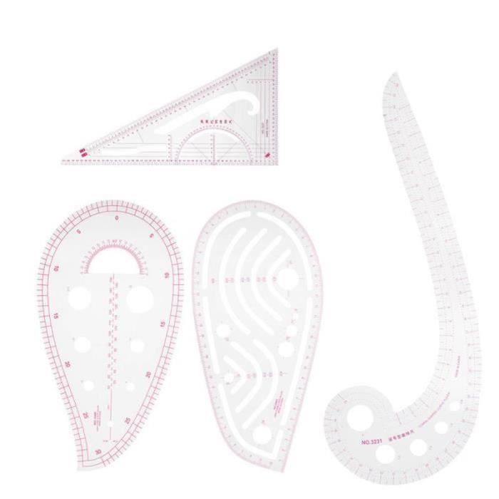 Kit 4 Règles De Couture - Métrique, Courbes Et Droites - Pour Patronnage, Dessin Et Confection De Vêtements