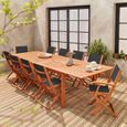 Salon de jardin en bois extensible - Almeria  table 200/250/300cm avec 2 rallonges. 2 fauteuils et 8 chaises. en bois d'Eucalyptus -1
