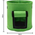 Sac de Jardinage - Pot Jardinage,Bac Potager 10 Gallons avec Fenêtre et Poignée - Vert - Diamètre 35 cm-1