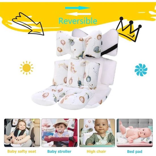LAT Coussin Réducteur Universel Pour Siège Poussette - Coussin Soutien Bébé Double Face 78x34 Cm Motif Cerf - Insert Landau Confort & Sécurité