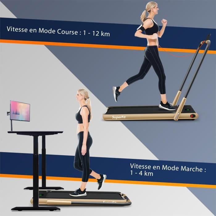 GYMAX Tapis De Course Pliable électrique 1-12 Km/h – écran LCD, Bluetooth, Roulettes, 12 Programmes, Pour Maison, Bureau Et Salle De Sport
