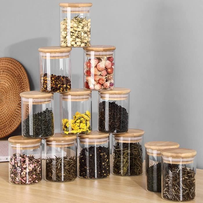Lot De 12 Pots à Épices En Verre 150ml - Bouchon Liège - Étanches - Avec Étiquettes Et Marqueur - Praknu