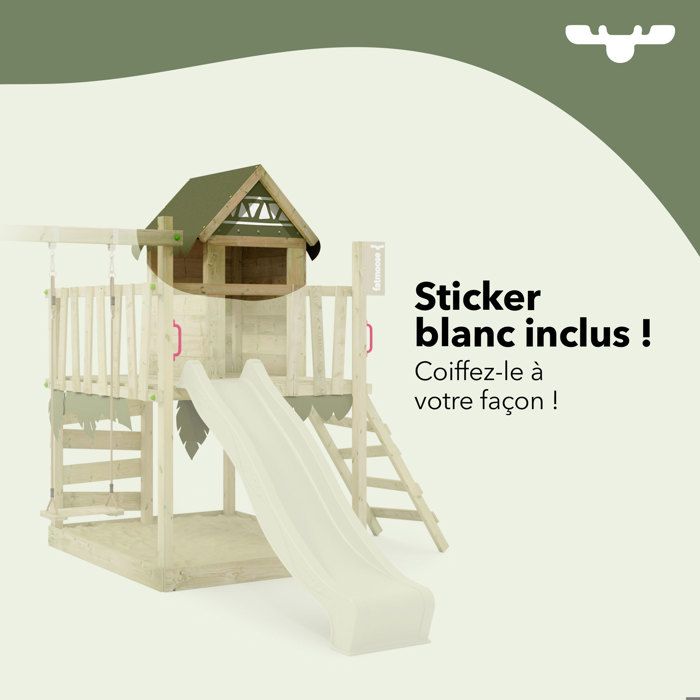 FATMOOSE Aire de jeux Portique bois HappyHome avec balançoire S-Swing