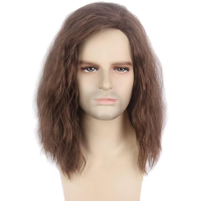 STfantasy Perruque Homme Brun Ondul Naturelle Perruques mi long