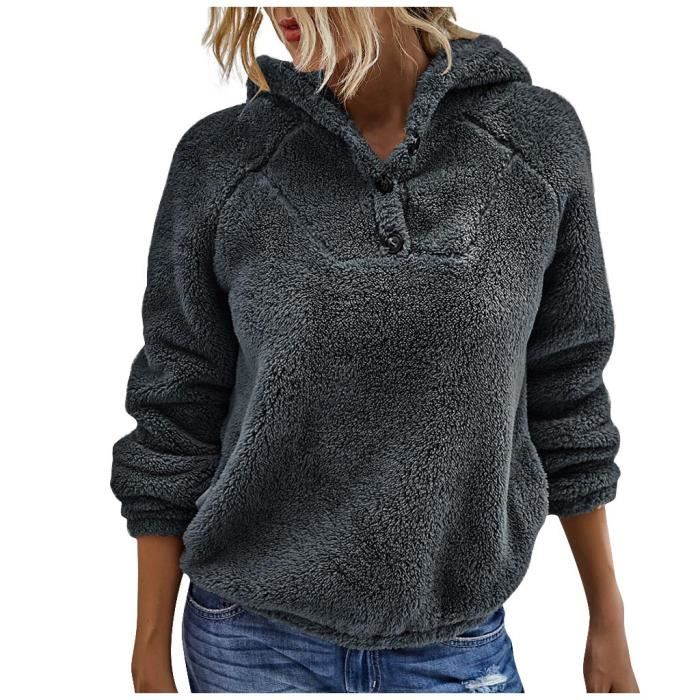 Pull En Polaire Femme - Col Roulé Chaud Avec Poches - Taille Oversize Pour L'hiver