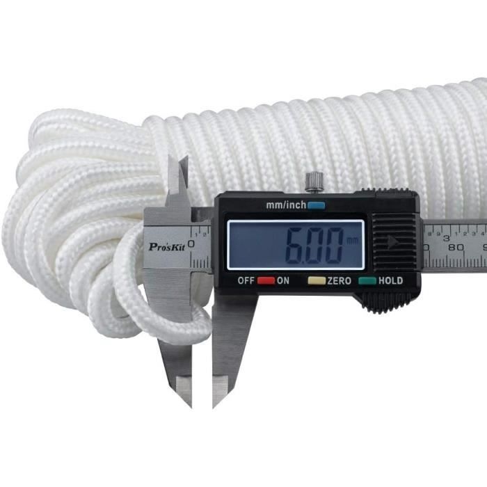 Paracorde Blanche 6mm - 15m Nylon Résistant - Pour Camping, Jardinage, Linge - Polyvalente Et Solide