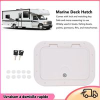 Trappe De Pont Marine étanche 12x8 Pouces (30x20cm) - ABS Blanc, Verrou à Clé, Ouverture 90°, Pour Bateau Ou Camping-car