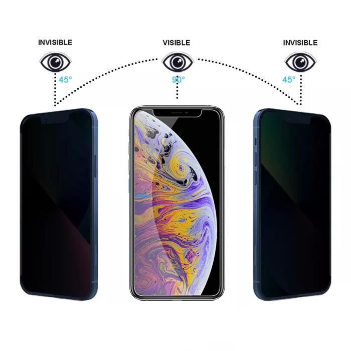 Verre trempé iPhone 11 Pro Max effet privé anti espion noir