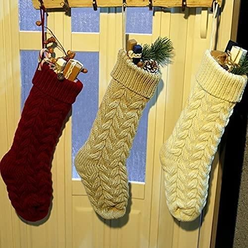 Chaussette de noel en laine a tricoter pour sapin de noel grande taille pere noel bonhomme de neige sac cadeau 46 cm Cdiscount Maison