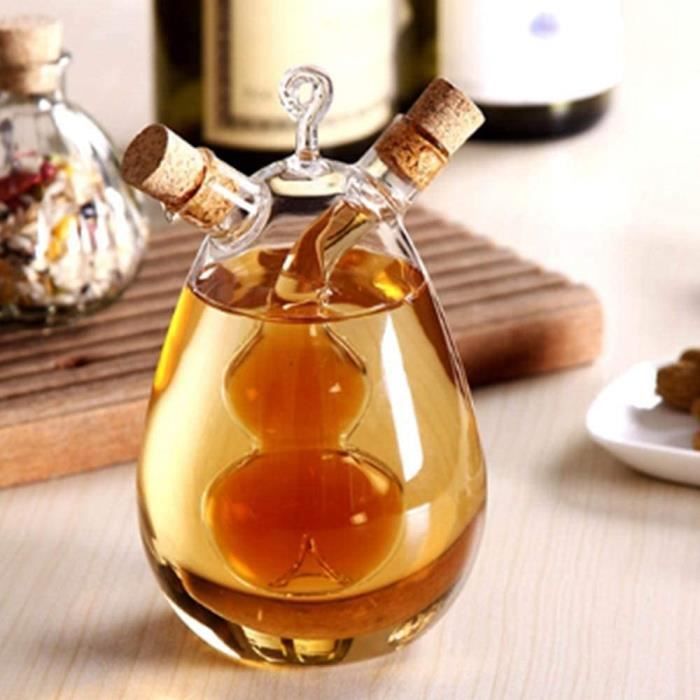 2 en 1 support de distributeur d'huile d'olive et de vinaigre en verre  transparent, ustensiles de cuisine bouteille d'huile d'oliv - Cdiscount  Maison