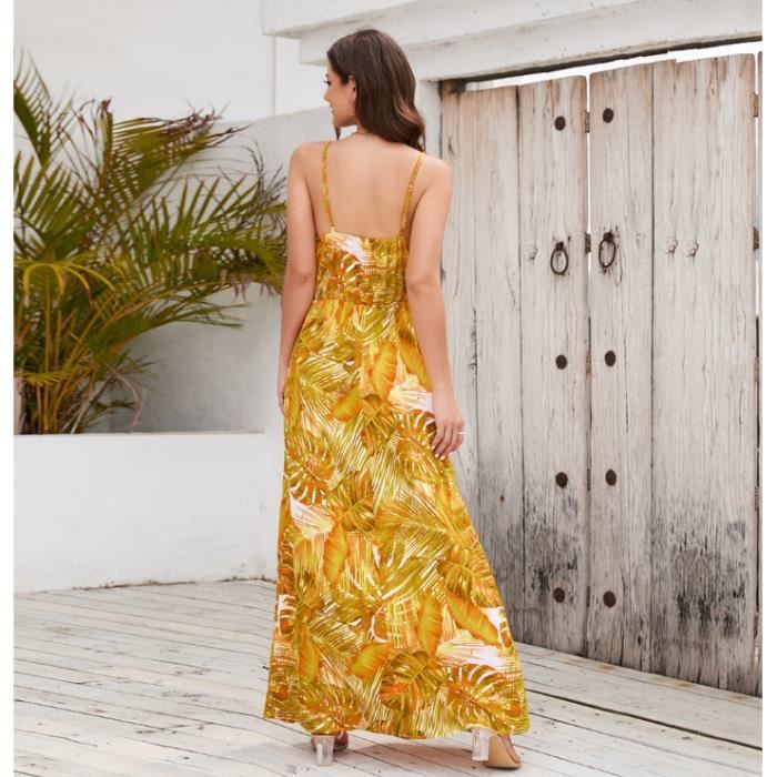 Robe longue jaune new arrivals bohème