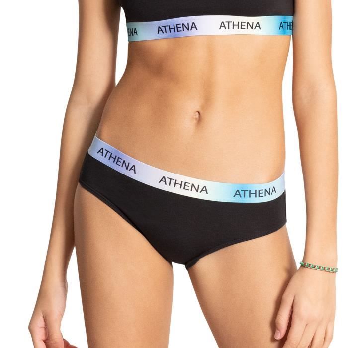 Lot de 3 slips femme Ecopack Mode Athena Coton stretch Noir