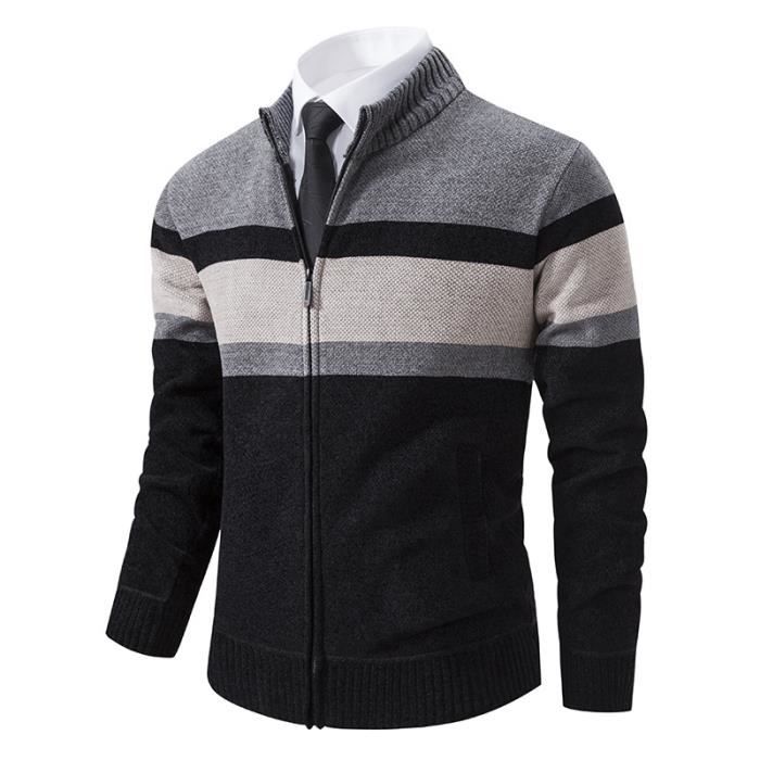 Cardigan Zippé Indicode Pour Homme - Col Montant, Coupe Droite, Finitions Côtelées - Veste Décontractée Pour Mi-saison, Loisirs, Style Casual