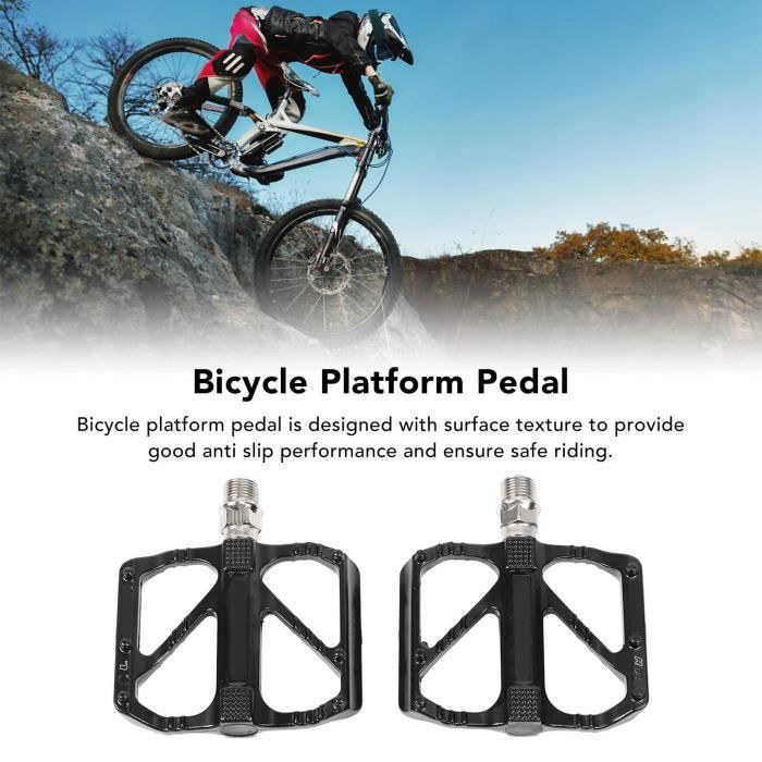 Pédales Plates VTT En Alliage Aluminium - Roulements DU - Antidérapantes 15x13 Cm